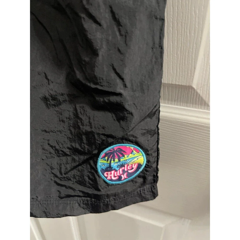 Hurley Solid Nylon Pull On Shorts Size XL Black New With Tags